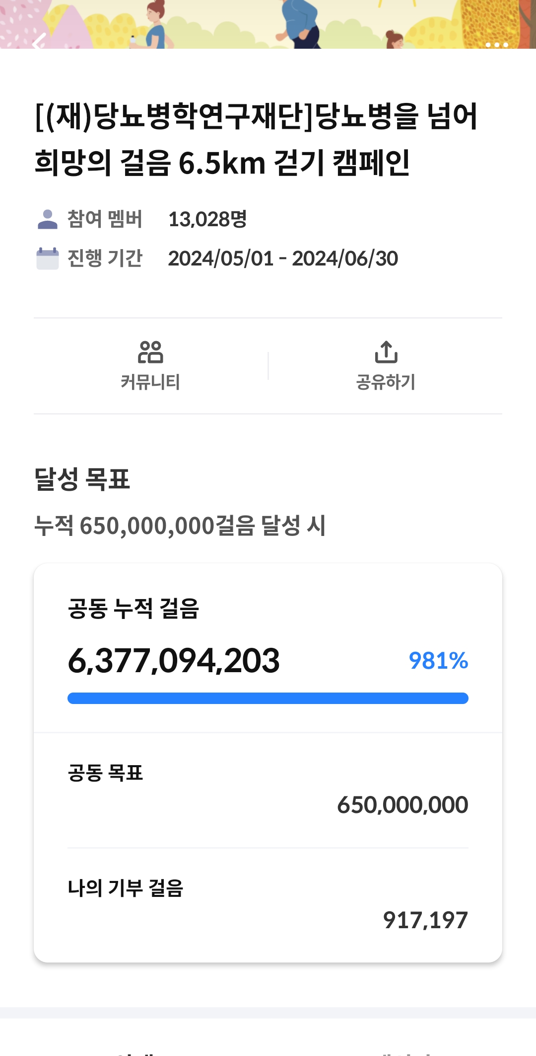 [6.5km 걷기 캠페인] 덕분에 열심히 걸었어요.