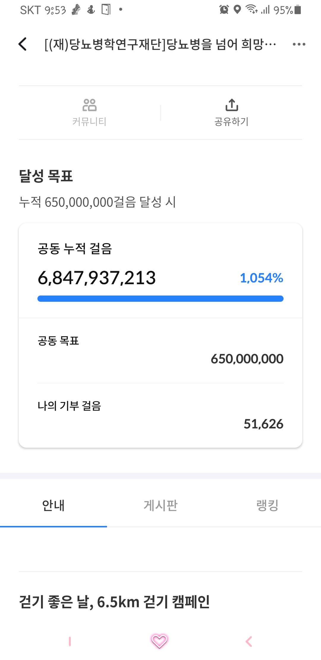 [6.5km걷기캠페인]  당뇨 타파 아자아자!!!